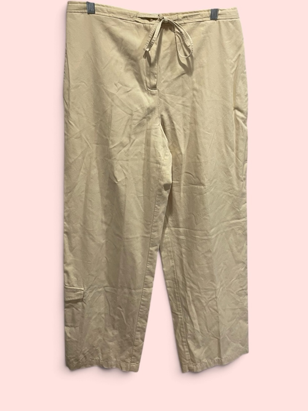 Cute 90s khaki relaxed cargo mini pocket pants tie waist classic casual cool